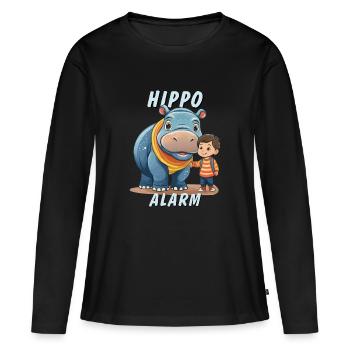 ALARME HIPPOPOTAME ENFANT - T-shirt manches longues Premium bio Femme - noir - Devant - Julia (174cm)