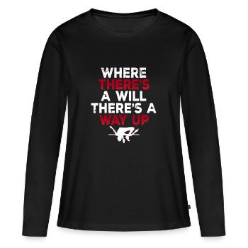 Saut en hauteur Là où il y a une volonté, Il y a un moyen de monter - T-shirt manches longues Premium bio Femme - noir - Devant - Julia (174cm)