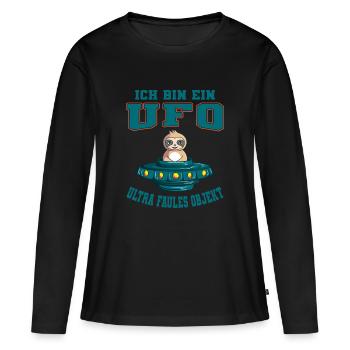 Ich Bin Ein UFO Ultra Faules Objekt Faultier Alien - Frauen Premium Bio Langarmshirt - Schwarz - Vorne - Julia (174cm)