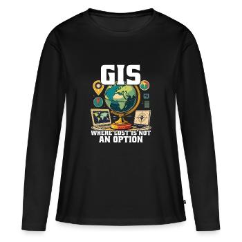 Systèmes d’information géographique - T-shirt manches longues Premium bio Femme - noir - Devant - Julia (174cm)