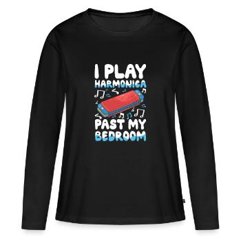 Ich Spiele Mundharmonika Jenseits Meines - Frauen Premium Bio Langarmshirt - Schwarz - Vorne - Julia (174cm)