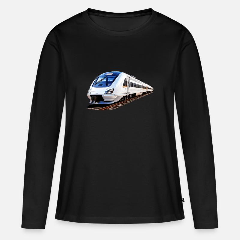 ZUG TRAIN - Frauen Premium Bio Langarmshirt - Schwarz