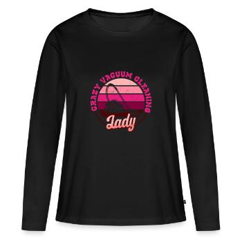Vacuuming Household Crazy Vacuum Cleaning Lady - Women's Premium Organic Long Sleeve Shirt - black - Front - Julia (174cm)