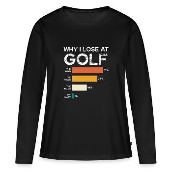 Pourquoi je perds au golf - Chart-humor - T-shirt manches longues Premium bio Femme - noir - Devant - Julia (174cm)