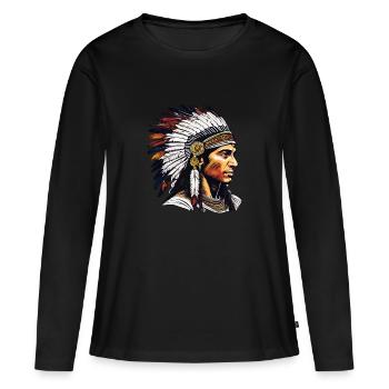 INDIEN - T-shirt manches longues Premium bio Femme - noir - Devant - Julia (174cm)