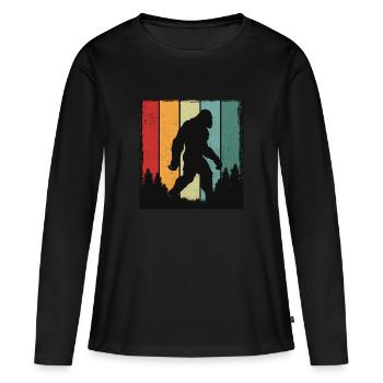 Bigfoot Rétro Forêt Vintage - T-shirt manches longues Premium bio Femme - noir - Devant - Julia (174cm)