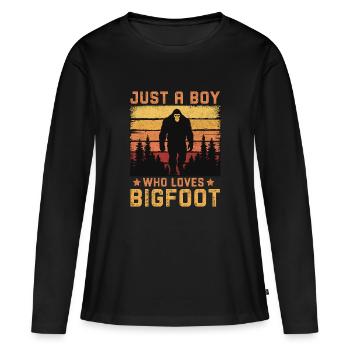 Just a Boy Who Loves Bigfoot - Frauen Premium Bio Langarmshirt - Schwarz - Vorne - Julia (174cm)