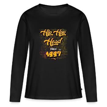 Hip-Hop Head seit 1997 - 28 Jahre Real Vibes - Frauen Premium Bio Langarmshirt - Schwarz - Vorne - Julia (174cm)