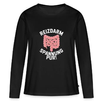 Intestin irritable Tension Humour pur Digestion - T-shirt manches longues Premium bio Femme - noir - Devant - Julia (174cm)