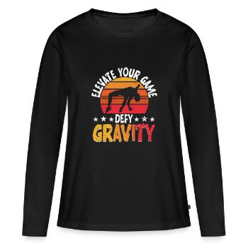 Hochsprung Elevate Your Game Defy Gravity - Frauen Premium Bio Langarmshirt - Schwarz - Vorne - Julia (174cm)