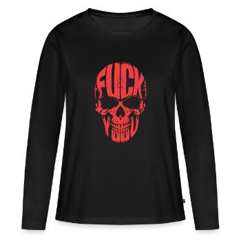CRÂNE, FUCK - T-shirt manches longues Premium bio Femme - noir - Devant - Julia (174cm)