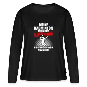 Ma technique de badminton Joueur de badminton - T-shirt manches longues Premium bio Femme - noir - Devant - Julia (174cm)
