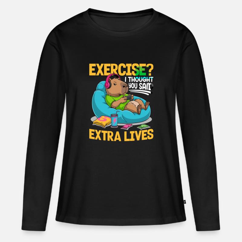 Capybara Gamer Gaming - Women's Premium Organic Long Sleeve Shirt - black