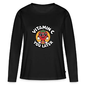 Drôle de fraise Vitamine C Fruit - T-shirt manches longues Premium bio Femme - noir - Devant - Julia (174cm)