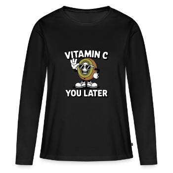 Drôle de kiwi Vitamine C Fruit Kiwi - T-shirt manches longues Premium bio Femme - noir - Devant - Julia (174cm)