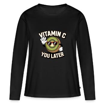 Drôle de kiwi Vitamine C Fruit - T-shirt manches longues Premium bio Femme - noir - Devant - Julia (174cm)