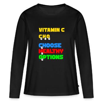 Vitamine C Choisir les options saines - T-shirt manches longues Premium bio Femme - noir - Devant - Julia (174cm)
