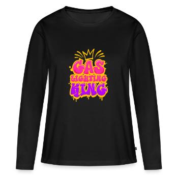 Allume-gaz Gaslighting King - T-shirt manches longues Premium bio Femme - noir - Devant - Julia (174cm)
