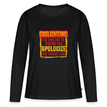 Allume-gaz Gaslighting - T-shirt manches longues Premium bio Femme - noir - Devant - Julia (174cm)