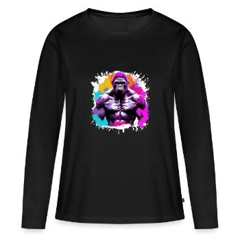Gorille Bodybuilding Beast - T-shirt manches longues Premium bio Femme - noir - Devant - Julia (174cm)