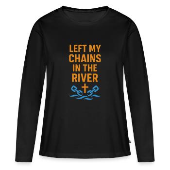 Laisse mes chaînes dans le flux : Baptisé - T-shirt manches longues Premium bio Femme - noir - Devant - Julia (174cm)