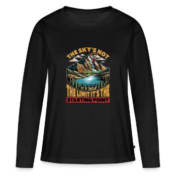 Parachutisme : le ciel n’est pas la limite : Base Jump - T-shirt manches longues Premium bio Femme - noir - Devant - Julia (174cm)