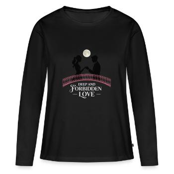 AMOUR INTERDIT - T-shirt manches longues Premium bio Femme - noir - Devant - Julia (174cm)