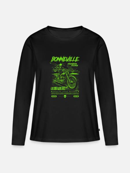 Bonneville Salt Flats Motorcycle Vintage Biker - Women's Premium Organic Long Sleeve Shirt - black