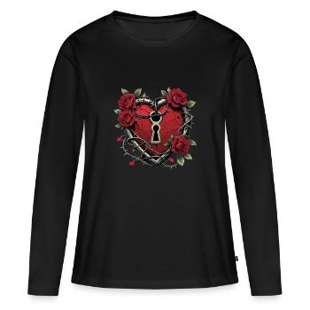 Romance sombre Booktok - T-shirt manches longues Premium bio Femme - noir - Devant - Julia (174cm)