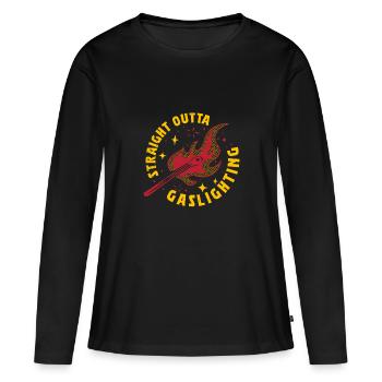 Allume-gaz Gaslighting - T-shirt manches longues Premium bio Femme - noir - Devant - Julia (174cm)