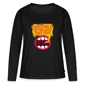 Commentateur Présentateur sportif - T-shirt manches longues Premium bio Femme - noir - Devant - Julia (174cm)