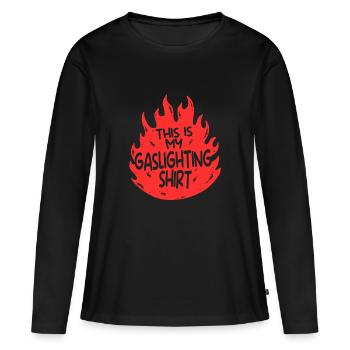 Allume-gaz Gaslighting - T-shirt manches longues Premium bio Femme - noir - Devant - Julia (174cm)