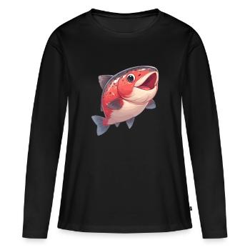 Saumon Saumon - T-shirt manches longues Premium bio Femme - noir - Devant - Julia (174cm)