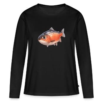 Saumon Saumon - T-shirt manches longues Premium bio Femme - noir - Devant - Julia (174cm)