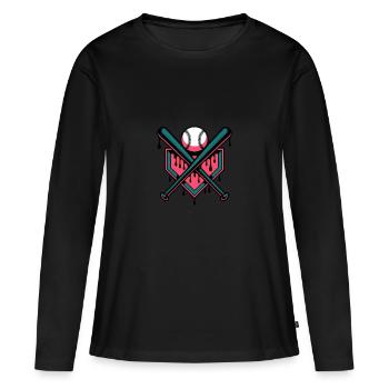 Baseball Batte de baseball - T-shirt manches longues Premium bio Femme - noir - Devant - Julia (174cm)