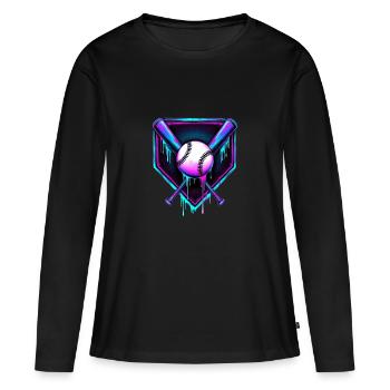 Baseball Batte de baseball - T-shirt manches longues Premium bio Femme - noir - Devant - Julia (174cm)