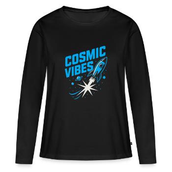 Nerd de l’espace design galaxie explorateur cosmique - T-shirt manches longues Premium bio Femme - noir - Devant - Julia (174cm)