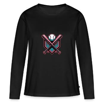 Baseball Batte de baseball - T-shirt manches longues Premium bio Femme - noir - Devant - Julia (174cm)