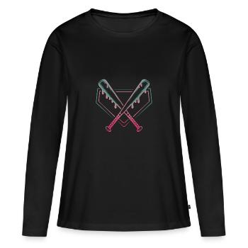 Baseball Batte de baseball - T-shirt manches longues Premium bio Femme - noir - Devant - Julia (174cm)