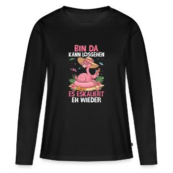 J’y suis, ça peut commencer, ça s’intensifie quand même - T-shirt manches longues Premium bio Femme - noir - Devant - Julia (174cm)