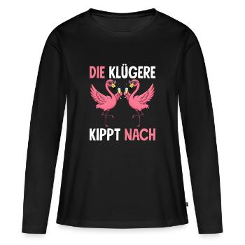 The smarter one tips over to Malle girls JGA Flamingo - Women's Premium Organic Long Sleeve Shirt - black - Front - Julia (174cm)