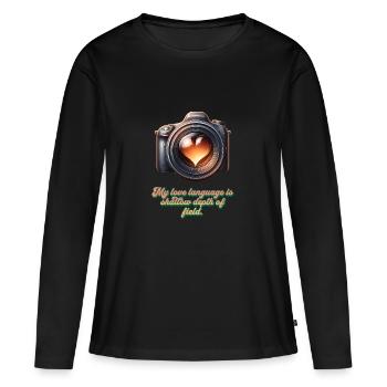 Déclaration d’amour dans le flou - T-shirt manches longues Premium bio Femme - noir - Devant - Julia (174cm)