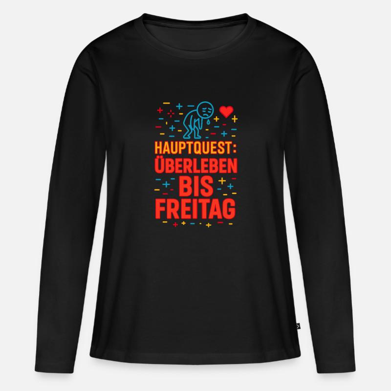 Main Quest: Survive until Friday - Women's Premium Organic Long Sleeve Shirt - black