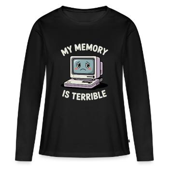 Ma mémoire est terrible Drôle d’ordinateur Drôle de codage - T-shirt manches longues Premium bio Femme - noir - Devant - Julia (174cm)