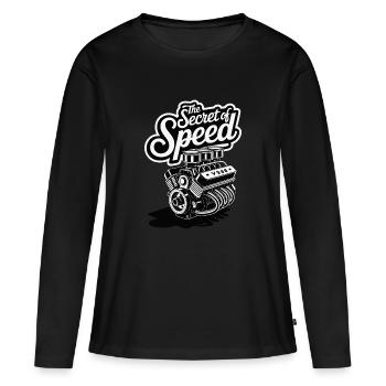 LE SECRET DE LA VITESSE - T-shirt manches longues Premium bio Femme - noir - Devant - Julia (174cm)