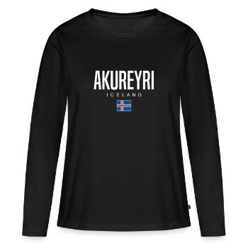Île d’Akureyri - T-shirt manches longues Premium bio Femme - noir - Devant - Julia (174cm)