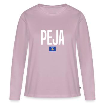 Peja, Kosovo - T-shirt manches longues Premium bio Femme - rose poudré - Devant - Julia (174cm)