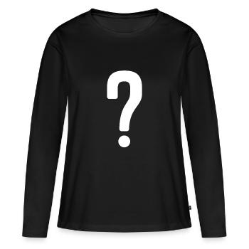 Point d’interrogation Symbole Ponctuation - T-shirt manches longues Premium bio Femme - noir - Devant - Julia (174cm)