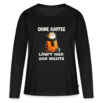Funny cat with saying morning grouch - Women's Premium Organic Long Sleeve Shirt - black - Front - Julia (174cm)