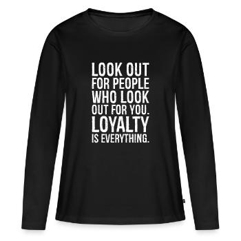 Recherchez des personnes qui veillent sur votre fidélité - T-shirt manches longues Premium bio Femme - noir - Devant - Julia (174cm)